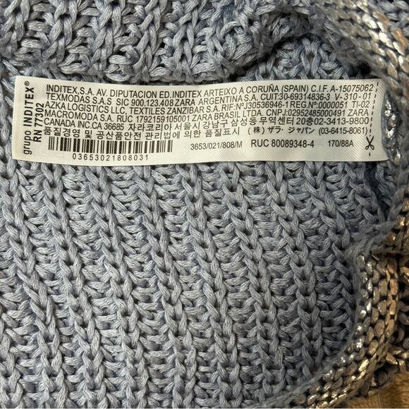Zara Women’s Crop Sweater Metallic Silver Size Medium - Picture 6 of 12